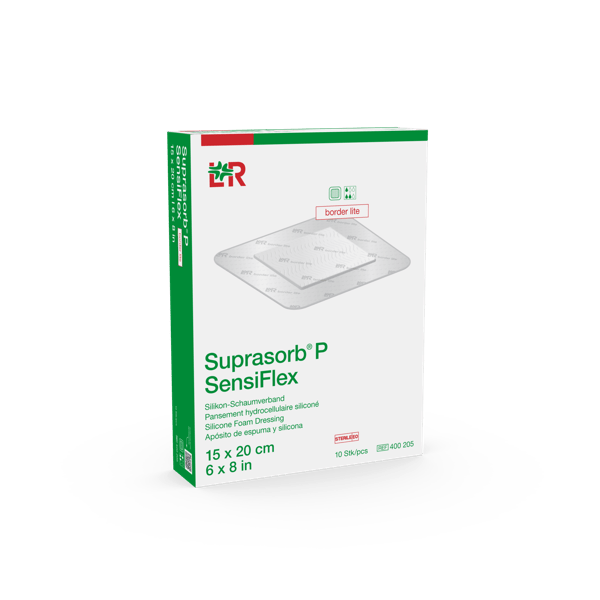 Suprasorb P SensiFlex PU-Schaumverband steril, border lite, 15x20cm, 10Stk (REF 400205) / PZN: 19445354