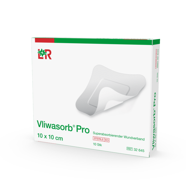 Vliwasorb Pro superabsorb. Wundverband steril, 10x10cm, 10 Stück (REF 32645) / PZN: 10792516