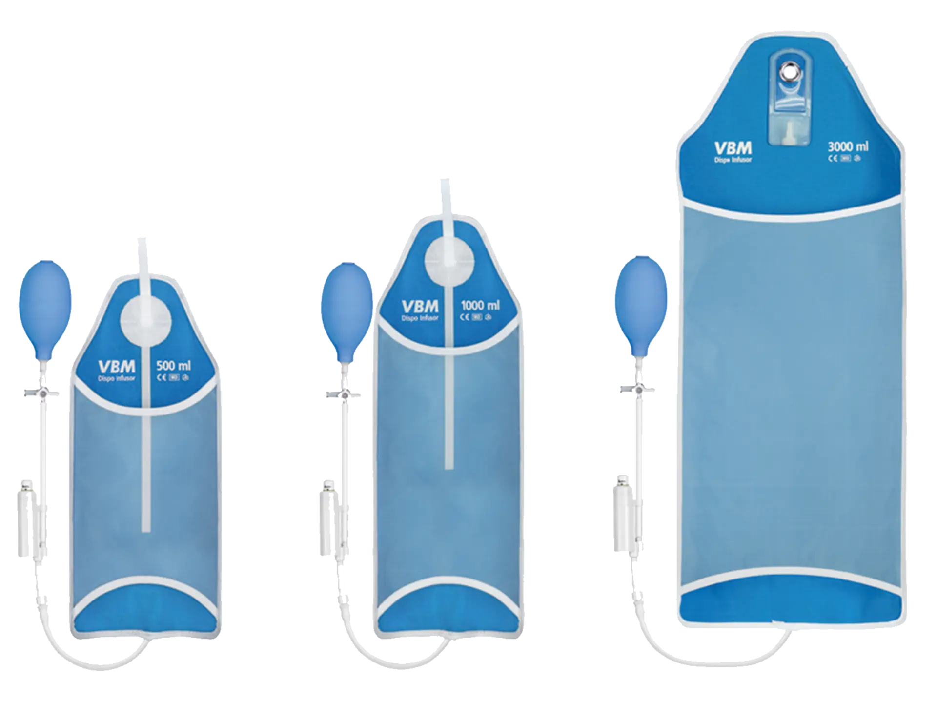 Dispo Infusor – Druckinfusionsmanschette  / 3000 ml, zum Einpatientengebrauch / 5 St. p.P. / Mit Handgebläse, Dreiwegehahn und farbkodierter Druckanzeige / REF:56-02-300