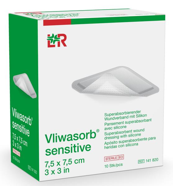 Vliwasorb sensitive superabs. WV Silikon steril, 7,5x7,5, 10 Stück (REF 141820) / PZN: 16876421