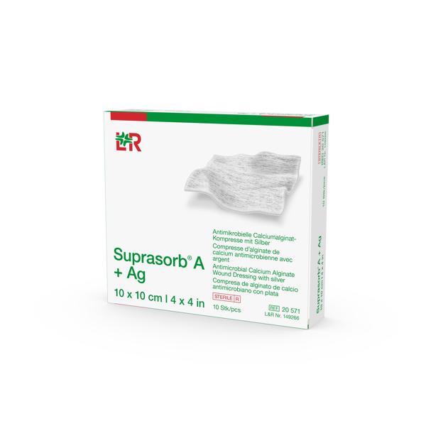 Suprasorb A+Ag antimik. Ca-Alg-Kompr. steril, 10x10cm, 10 Stück (REF 149266) / PZN: 18749744