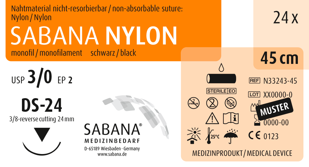 10 Pakete Nylon 4-0, 75cm, 18mm, schneidend 12 Folien, Nahtmaterial *MHD 06/26 e 10 Pakete Nylon 4-0, 75cm, 18mm, schneidend 12 Folien, Nahtmaterial *MHD 06/26 e