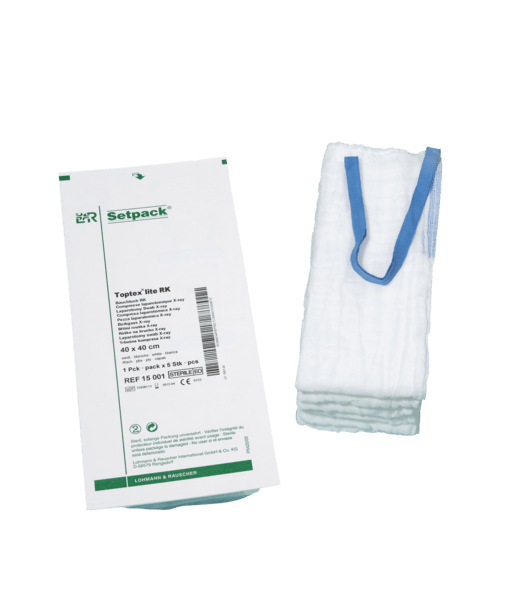 Setpack Toptex lite Bauchtuch RK 40x40cm, blau, 4fach, 2 Stk, steril (REF 15016)