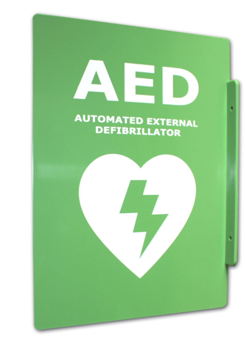 Hinweisschild grün für Defibrillator / Kunststoff 12 x 12 cm