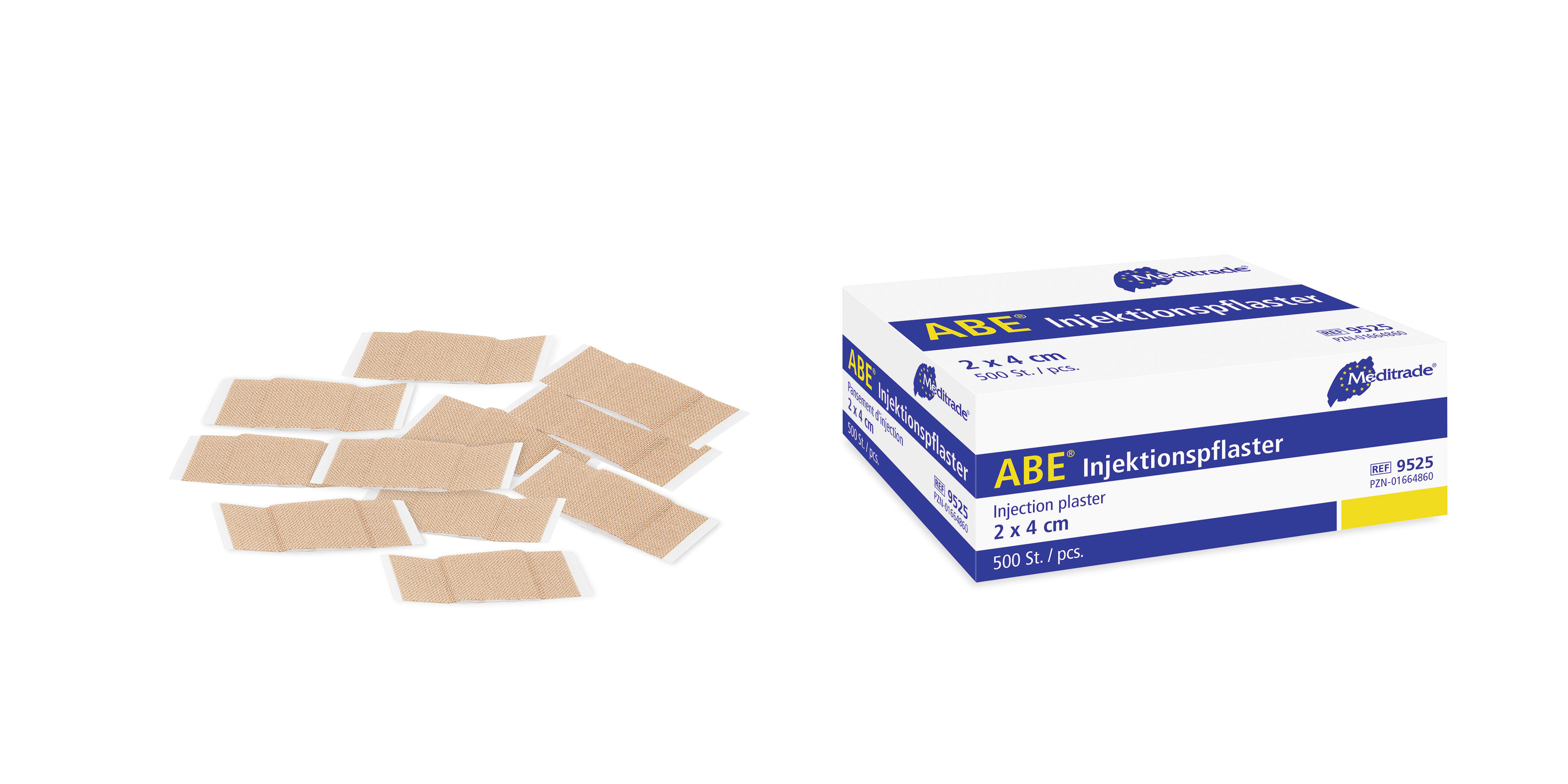 Meditrade ABE® Injektionspflaster / 2 x 4 cm / 500 Stück p. P. / PZN: 01664860