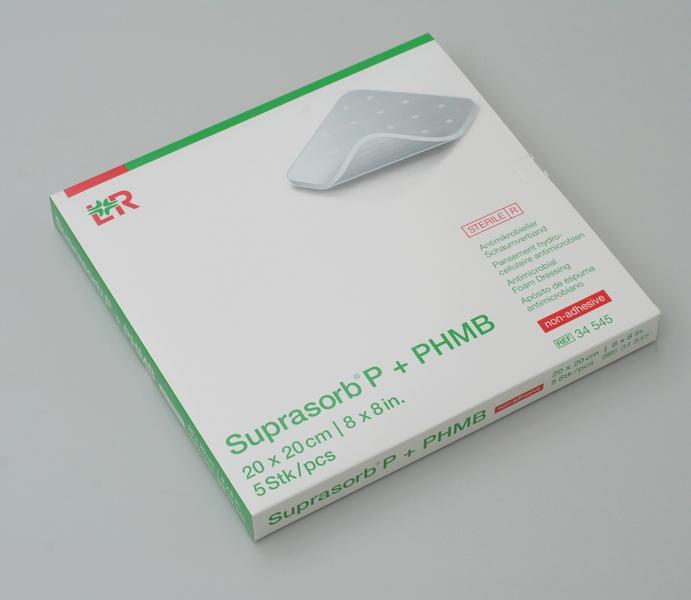 Suprasorb P+PHMB antimikr. Schaumverb. steril, non-adhesive, 20x20cm, 5 Stück (REF 34545) / PZN: 11596846