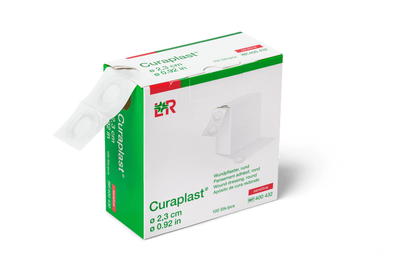 Curaplast sensitive Pflasterstrips 2,3cm, 100 Stück, rund, auf Rolle (REF 400432)