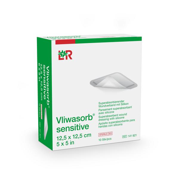 Vliwasorb sensitive superabs. WV Silikon steril, 12,5x12,5, 10 Stück (REF 141821) / PZN: 16876349