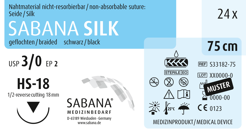 SABANA SILK®3-0 / HS-18/75/ 1/2-Kreis schneidend 