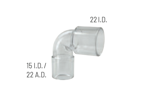 Maskenkrümmer / Zum Einmalgebrauch /  Standard, 15 mm I.D. / 22 mm A.D. – 22 mm I.D. / 10 St. p.P. / REF:60-13-000