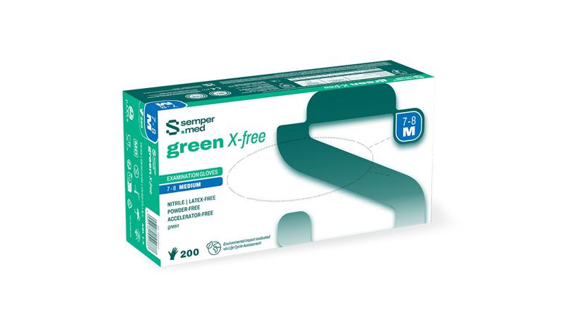 Sempermed green X-free Uhs Nitrile ungepudert, grün, Gr. S, 6,5, 200 Stk (REF 402281)